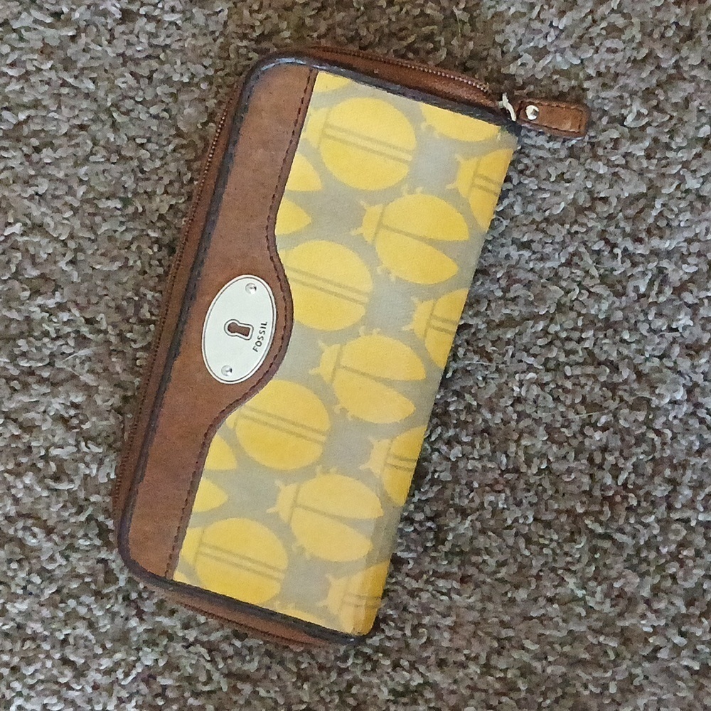 Vintage fossil yellow lady bug Key Per wallet